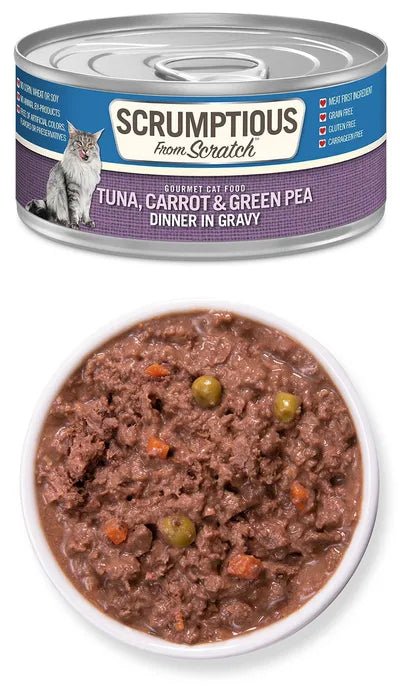 Flaked Red Meat Tuna - Tuna, Carrot and Green Peas - Dinner in Gravy - Wet Cat Food - Scrumptious