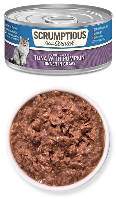 Flaked Red Meat Tuna - Tuna with Pumpkin - Dinner in Gravy - Wet Cat Food - Scrumptious