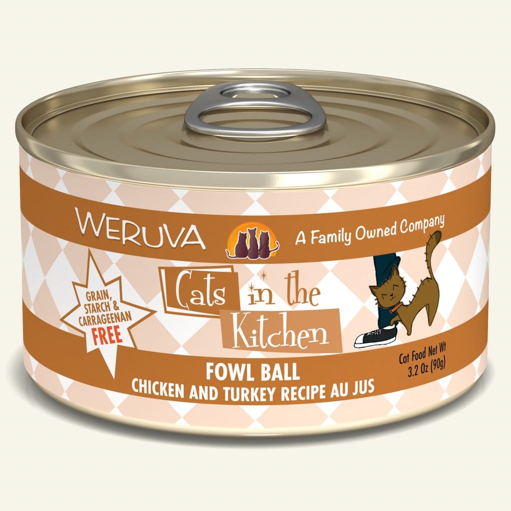 Fowl Ball (Chicken and Turkey Recipe Au Jus) Canned Cat Food (3.2 oz Can/6 oz Can) - Cats in the Kitchen - PetToba-Cats in the Kitchen