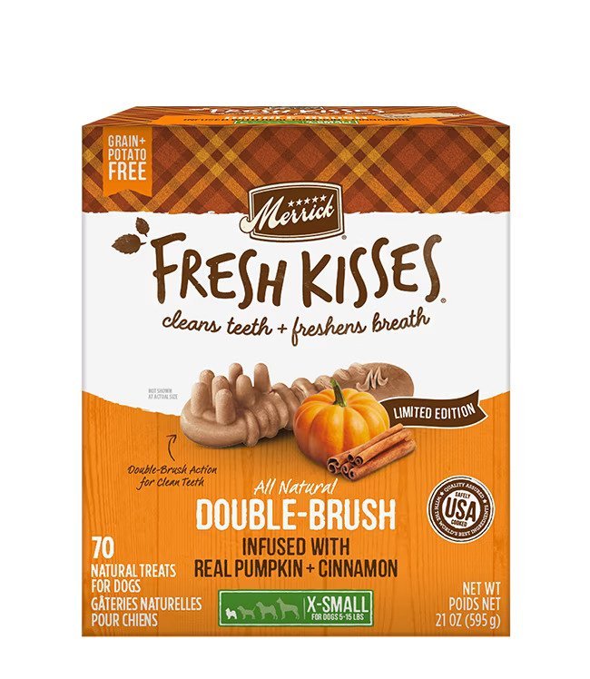 Fresh Kisses Real Pumpkin and Cinnamon - For XSmall Dogs - Dog Treat - Merrick - PetToba-Merrick