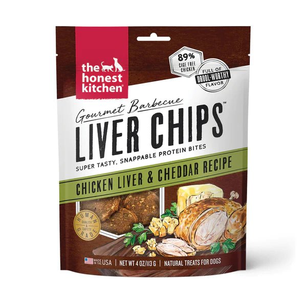 Gourmet Chicken Liver & Cheddar Chips - Dehydrated/Air-Dried Dog Treats - The Honest Kitchen