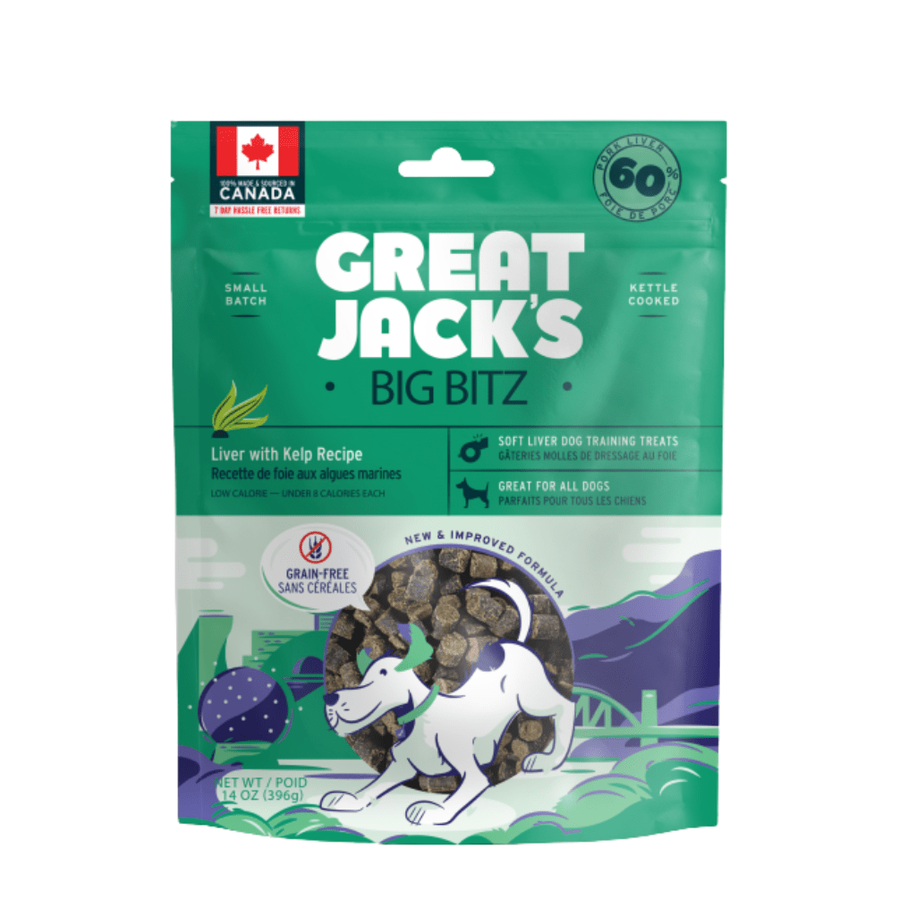 Grain-Free Liver & Kelp Big Bitz Dog Treats 396 gm - Great Jacks - PetToba-Great Jacks