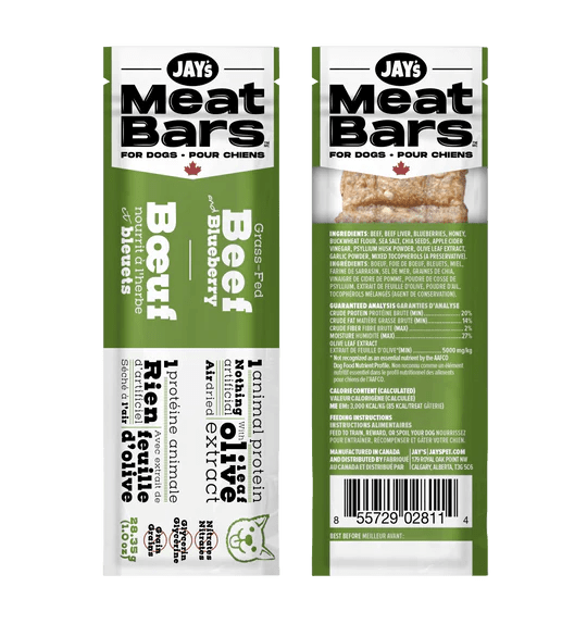 Grass-Fed Beef and Blueberry Meat Bar - Dog Treats - Jay's