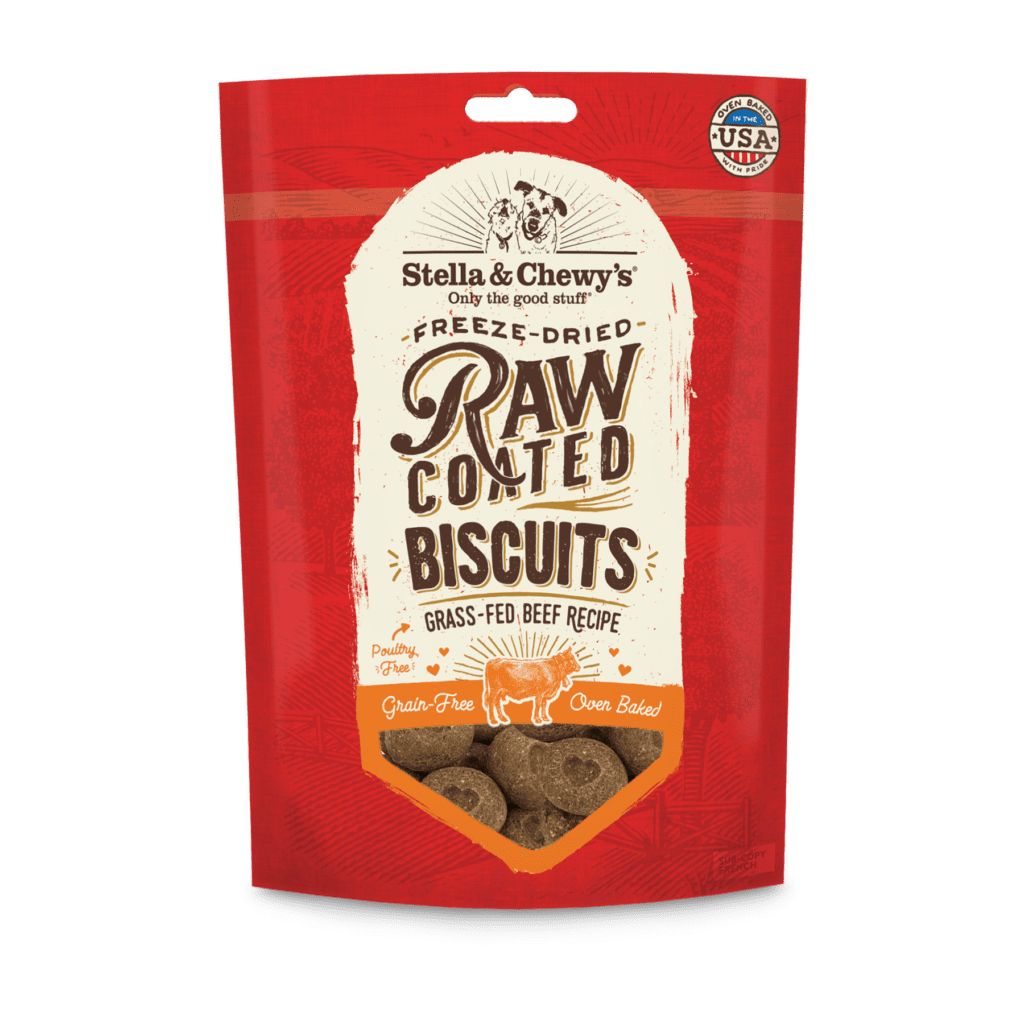 Grass-fed Beef Raw Coated Biscuits 9 oz - Freeze Dried Raw Dog Treats - Stella & Chewy's