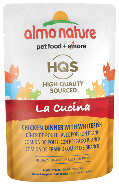 HQS La Cucina Chicken Dinner With Whitefish In Gravy - Wet Cat Food - almo nature