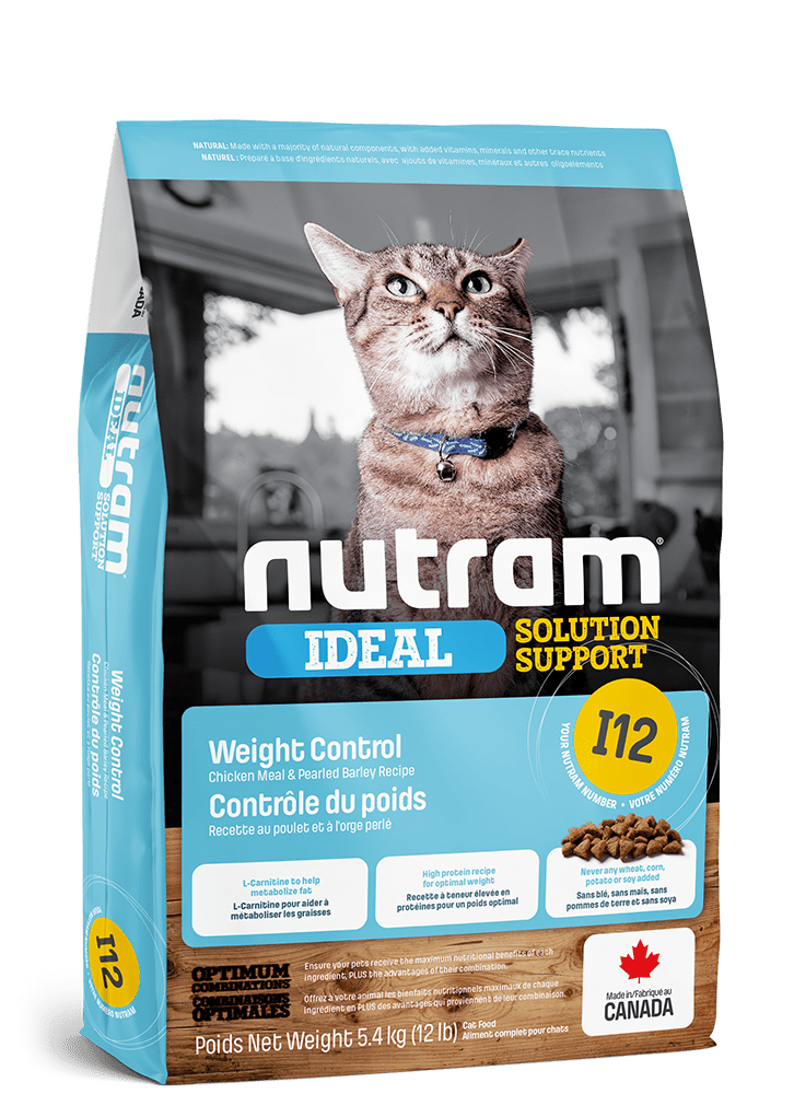 I12 Ideal Solution Support Weight Control Chicken Meal and Pearled Barley Recipe - Dry Cat Food - Nutram