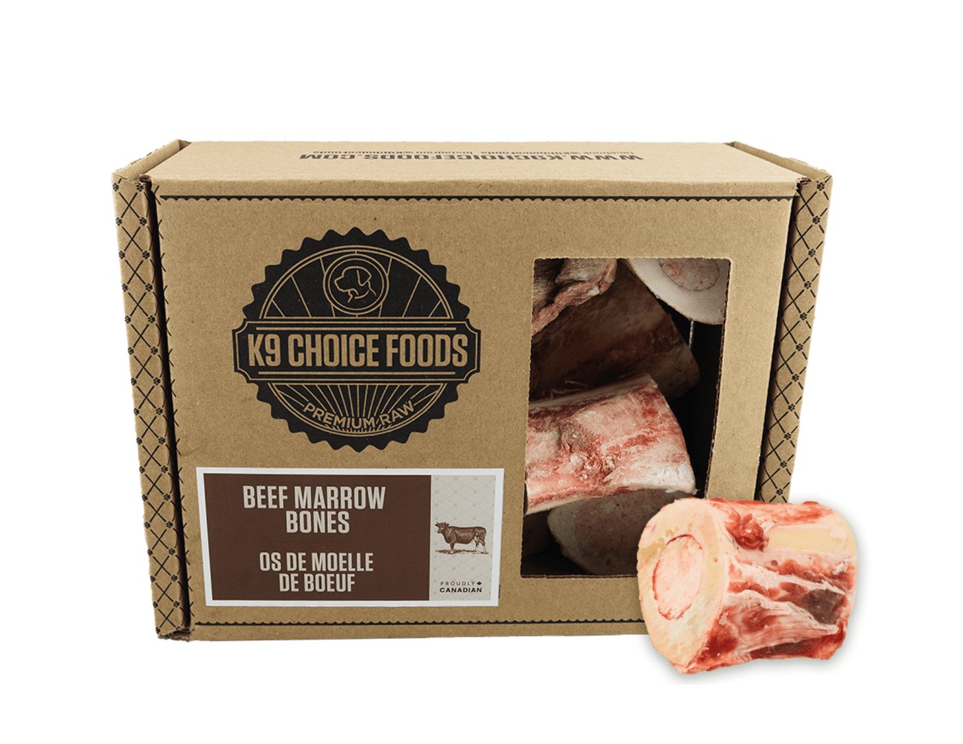 K9 Choice - Beef Marrow Bones 1.36kg/3lb (min) - Frozen Raw Dog Chew - PetToba-K9 Choice Foods
