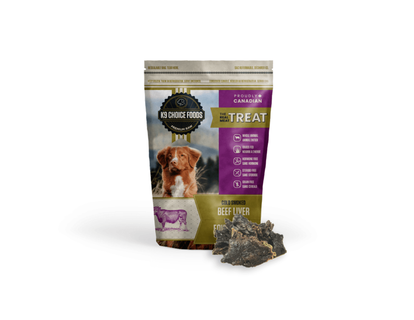 K9 Choice - Cold Smoked Beef Liver 227 g, Frozen Dog Treats - PetToba-K9 Choice Foods