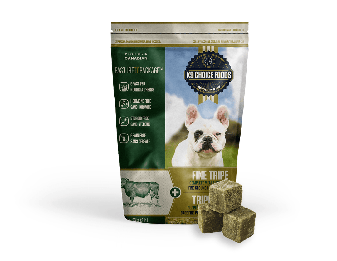 K9 Choice Fine Ground Raw Beef Tripe -Frozen Raw Dog Treats