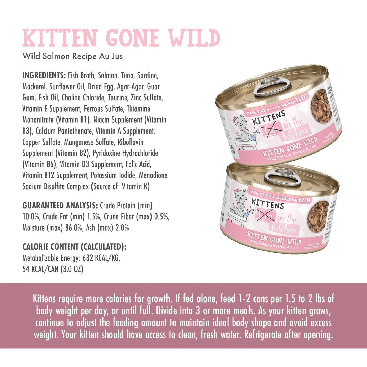 Kitten Gone Wild Wild Salmon Recipe 3.0 oz can - Wet Cat Food - Weruva - PetToba-Weruva