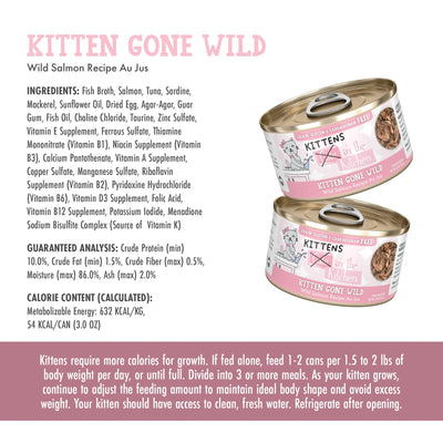 Kitten Gone Wild Wild Salmon Recipe 3.0 oz can - Wet Cat Food - Weruva - PetToba-Weruva