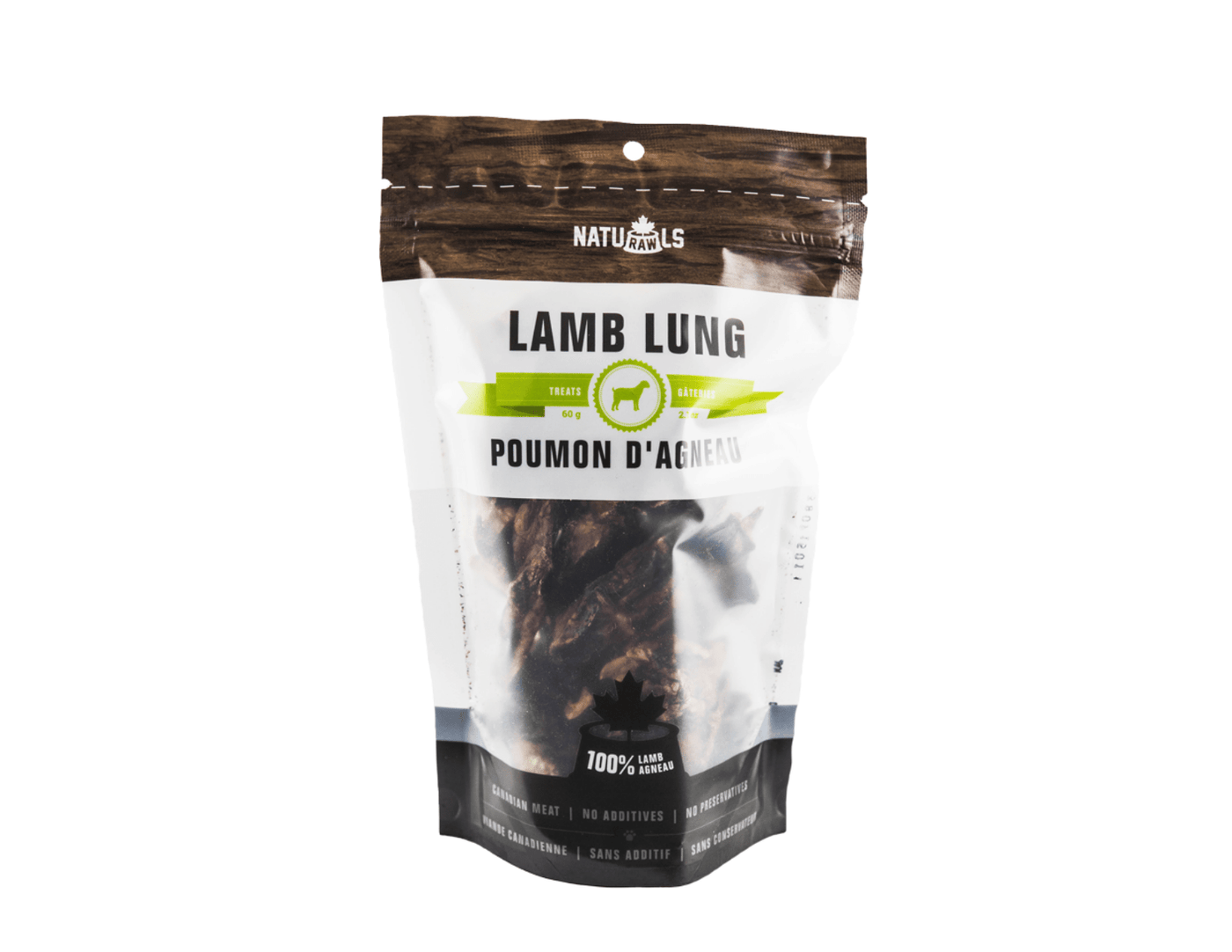 Lamb Lung 60g - Dehydrated/Air-Dried Dog Treats - Naturawls
