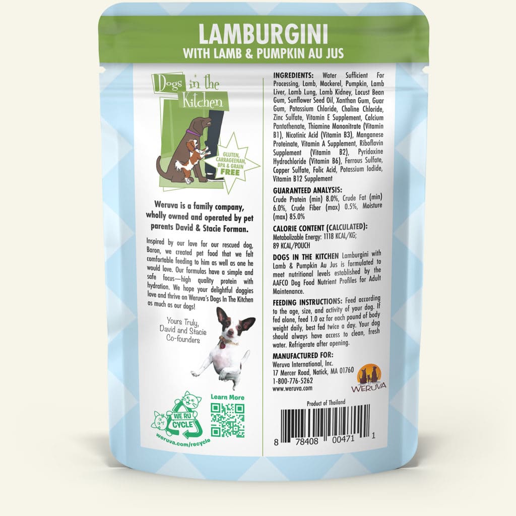 Lamburgini (Lamb & Pumpkin Au Jus) Dog Food Pouch 2.8 oz - Dogs in the Kitchen - PetToba-Dogs in the Kitchen