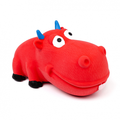 Latex Dog Toy Big Snout Bull Squeaker 7" Red - Dog Toy - Bud'z