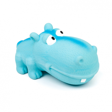 Latex Dog Toy Big Snout Hippopotamus Squeaker 7" Blue - Dog Toy - Bud'z