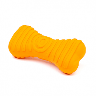 Latex Dog Toy Bone Squeaker 4.3" Orange - Dog Toy - Bud'z