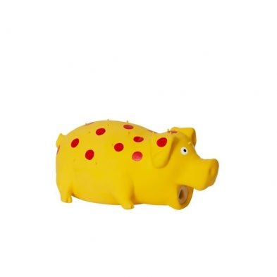 Latex Dog Toy Spotted Pig Squeaker 8" Yellow - Dog Toy - Bud'z - PetToba-Bud'z
