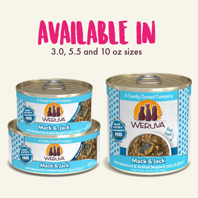 Mack and Jack ( Mackerel & Grilled Skipjack in Gravy ) Canned Cat Food (3.0 oz Can/5.5 oz Can/10.0 oz Can) - Weruva - PetToba-Weruva