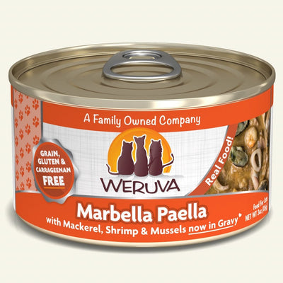 Marbella Paella (Mackerel, Shrimp & Mussels in Gravy) Canned Cat Food (3.0 oz Can/5.5 oz Can) - Weruva - PetToba-Weruva