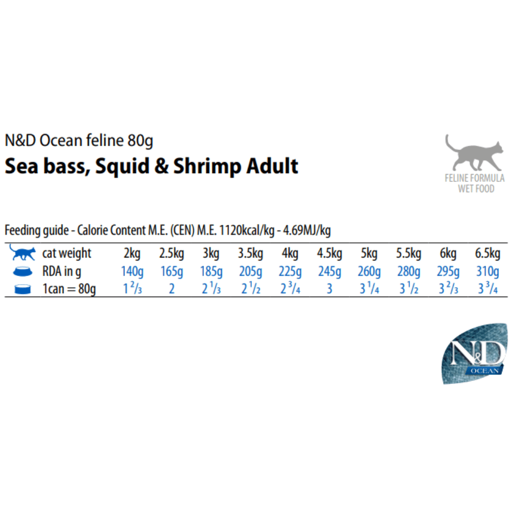 N&D Ocean Adult Sea Bass , Squid & Shrimp - Wet Cat Food - Farmina - PetToba-Farmina
