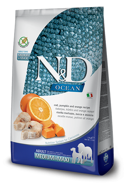 N&D Ocean Cod, Pumpkin & Orange Adult Medium & Maxi - Dry Dog Food - Farmina - PetToba-Farmina