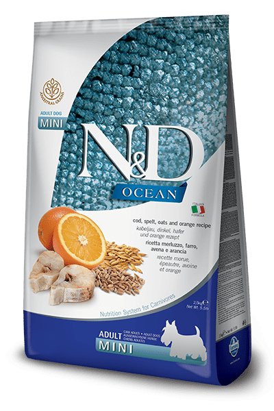 N&D Ocean Cod, Spelt, Oats & Orange Adult Mini - Dry Dog Food - Farmina