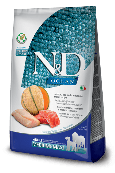 N&D Ocean  Salmon, Cod & Cantaloupe Melon Adult Medium & Maxi - Dry Dog Food - Farmina