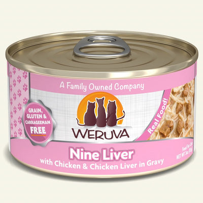 Nine Liver (with Chicken & Chicken Liver in Gravy) Canned Cat Food (3.0 oz Can/5.5 oz Can) - Weruva