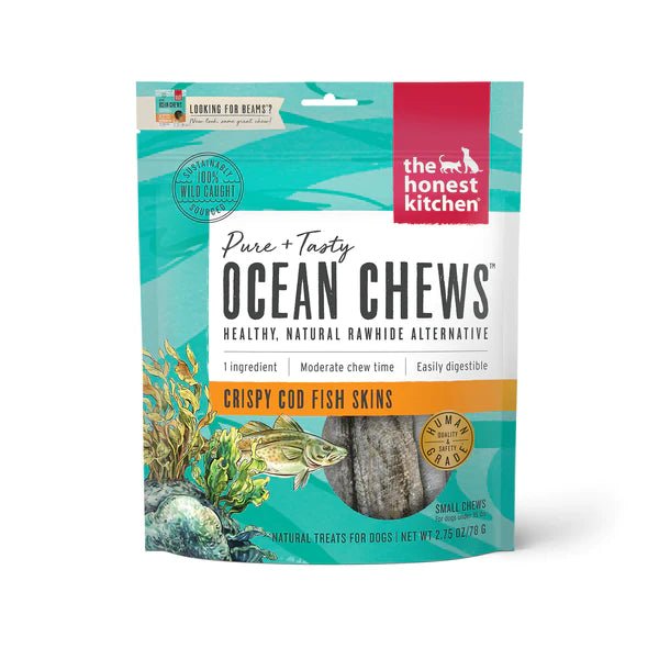 Ocean Chews Crispy Cod Fish Skins Beams - Dehydrated/Air-Dried Dog Treats - The Honest Kitchen - PetToba-The Honest Kitchen