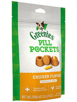 Pill Pockets™ Adult Dog Treats Capsule Size Chicken Flavour, 30 Treats 224g (7.9oz)-Greenies