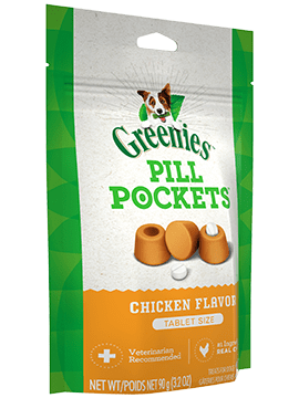 Pill Pockets Adult Dog Treats Tablet Size Chicken Flavour, 30 Treats 90g (3.2oz)-Greenies