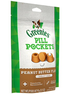 Pill Pockets Adult Dog Treats Tablet Size Peanut Butter Flavour, 30 Treats 90g (3.2oz)-Greenies