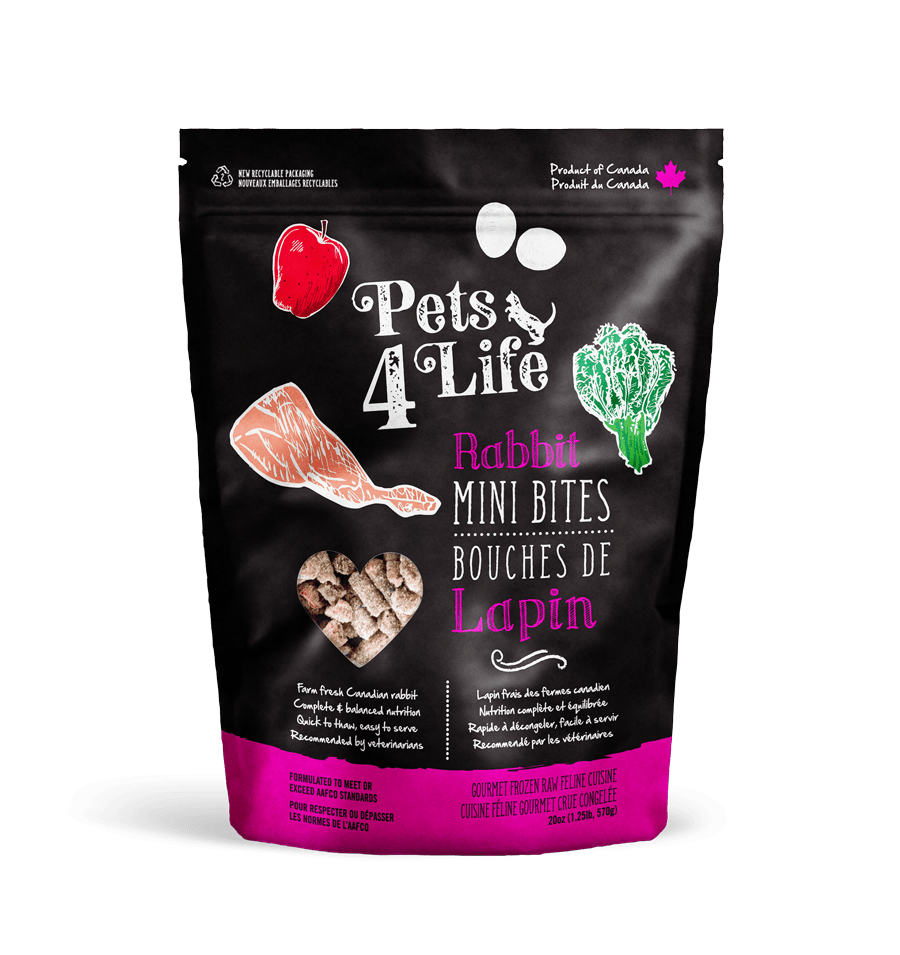 Rabbit Mini Bites 1.25lb - Frozen Cat Raw Food - Pets4Life