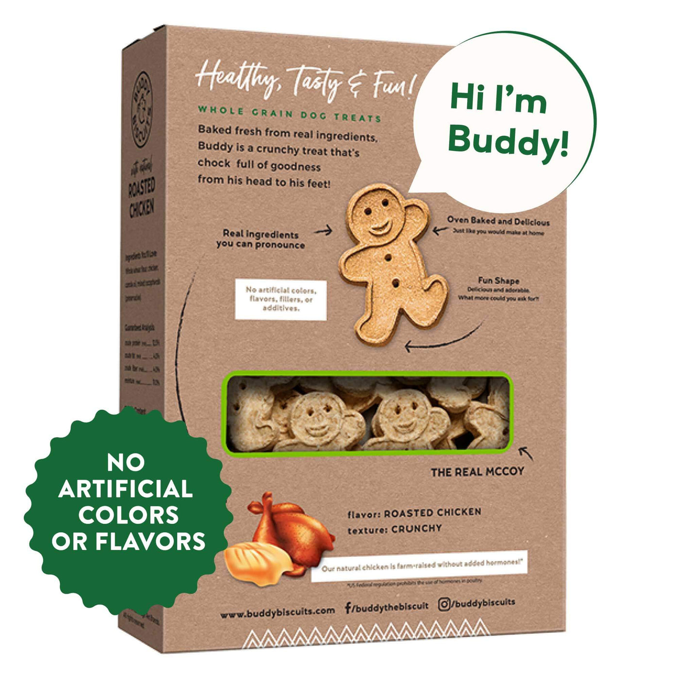 Roasted Chicken Healthy Whole Grain Oven Baked  Dog Treats - Buddy Biscuits