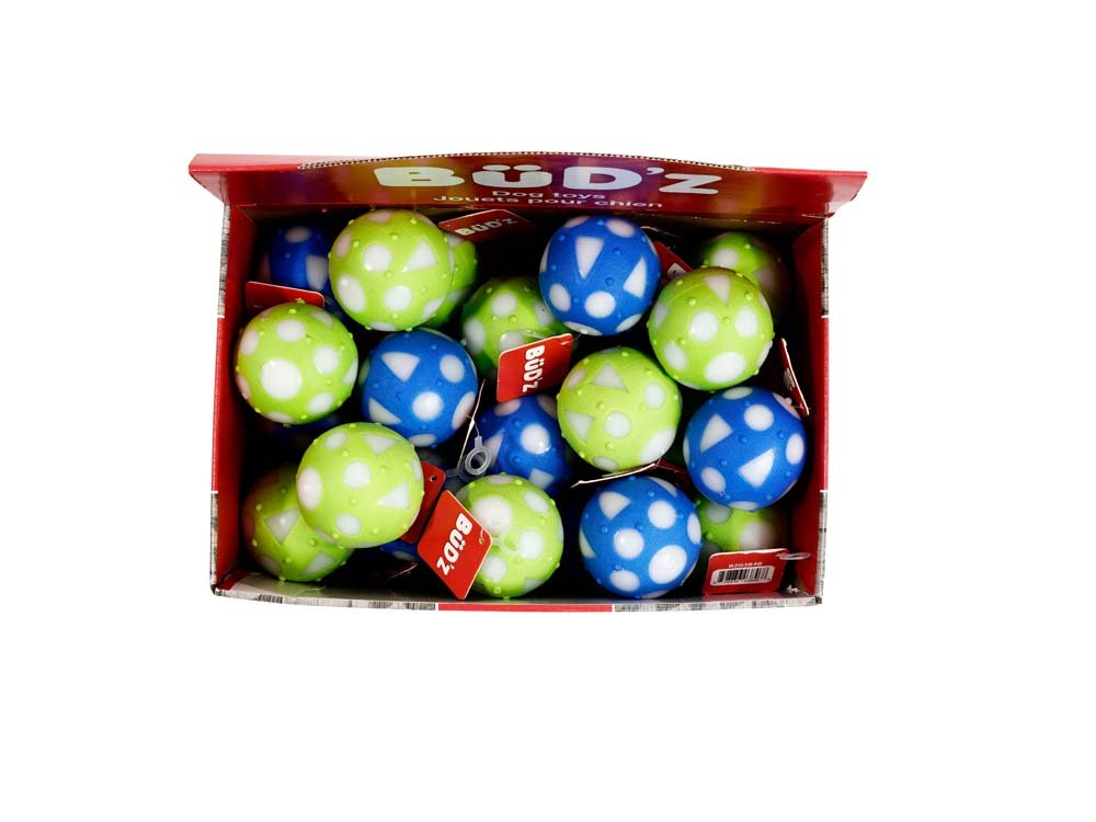 Rubber Display Small Full Balls Blue+Lime Green - Dog Toy - Bud'z