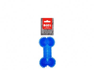 Rubber Dog Toy Spiked Bone Blue - Dog Toy - Bud'z