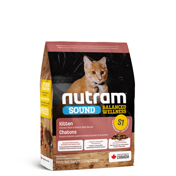 S1 Sound Balanced Wellness Kitten Chicken Meal and Salmon Meal Recipe - Dry Cat Food - Nutram