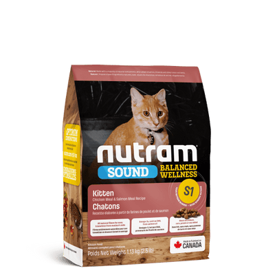 S1 Sound Balanced Wellness Kitten Chicken Meal and Salmon Meal Recipe - Dry Cat Food - Nutram