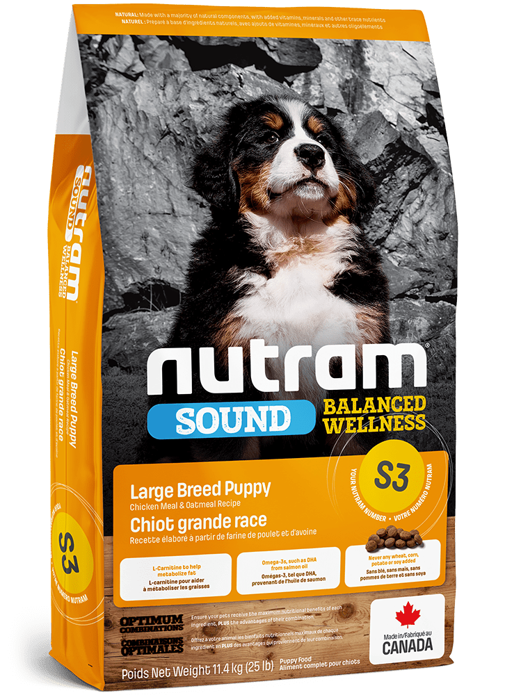 S3 Sound Balanced Wellness Large Breed Puppy Chicken Meal and Oatmeal Recipe - Dry Dog Food - Nutram - PetToba-Nutram
