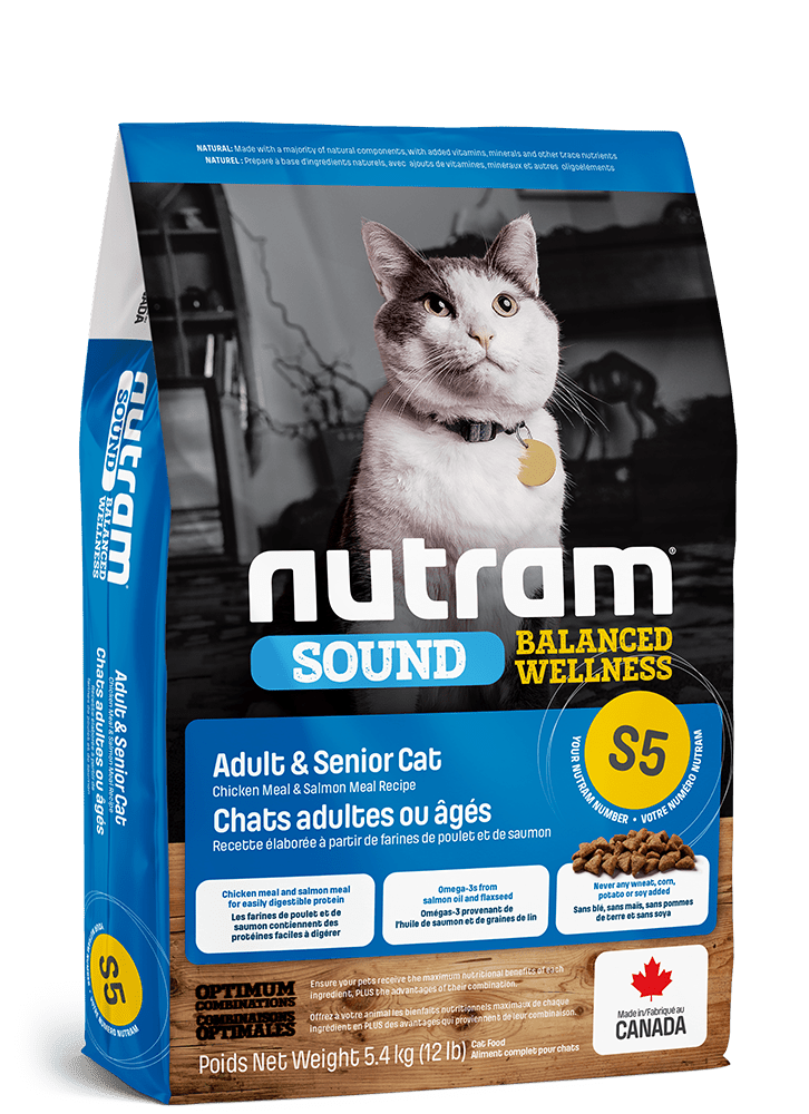S5 Sound Balanced Wellness Adult & Senior Chicken Meal and Salmon Meal Recipe - Dry Cat Food - Nutram