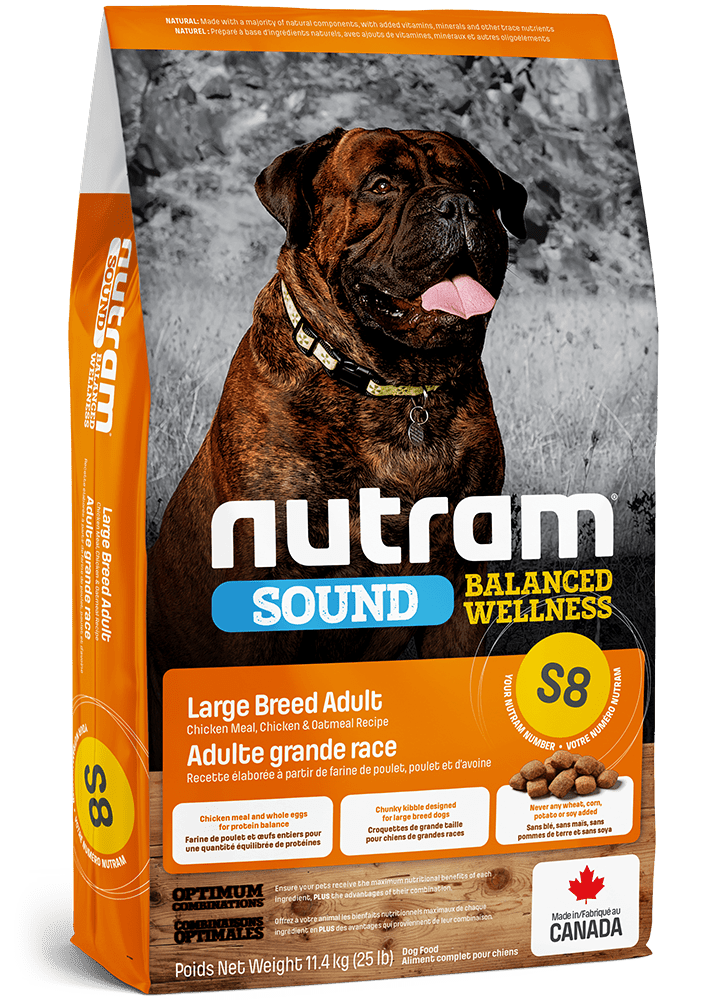 S8 Sound Balanced Wellness Large Breed Adult Chicken Meal, Chicken and Oatmeal Recipe - Dry Dog Food - Nutram - PetToba-Nutram