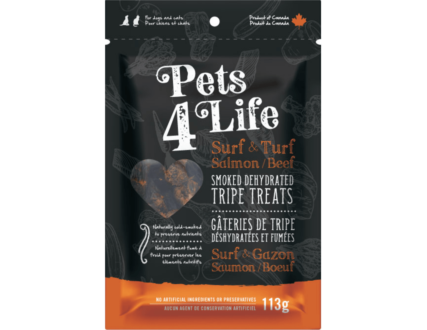 Salmon & Beef Smoked Dehydrated Tripes - Dehydrated/Air-Dried Dog Treats - Pets4Life