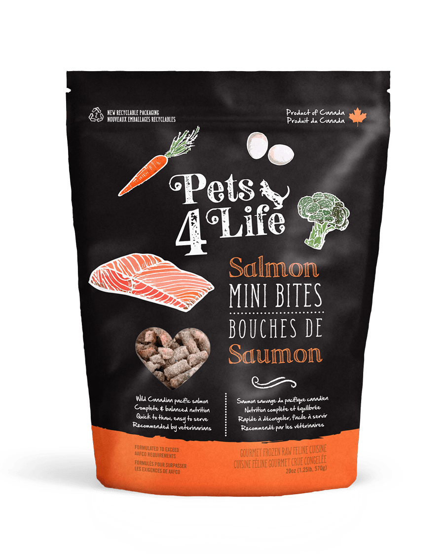 Salmon Mini Bites 1.25lb - Frozen Cat Raw Food - Pets4Life - PetToba-Pet 4 Life