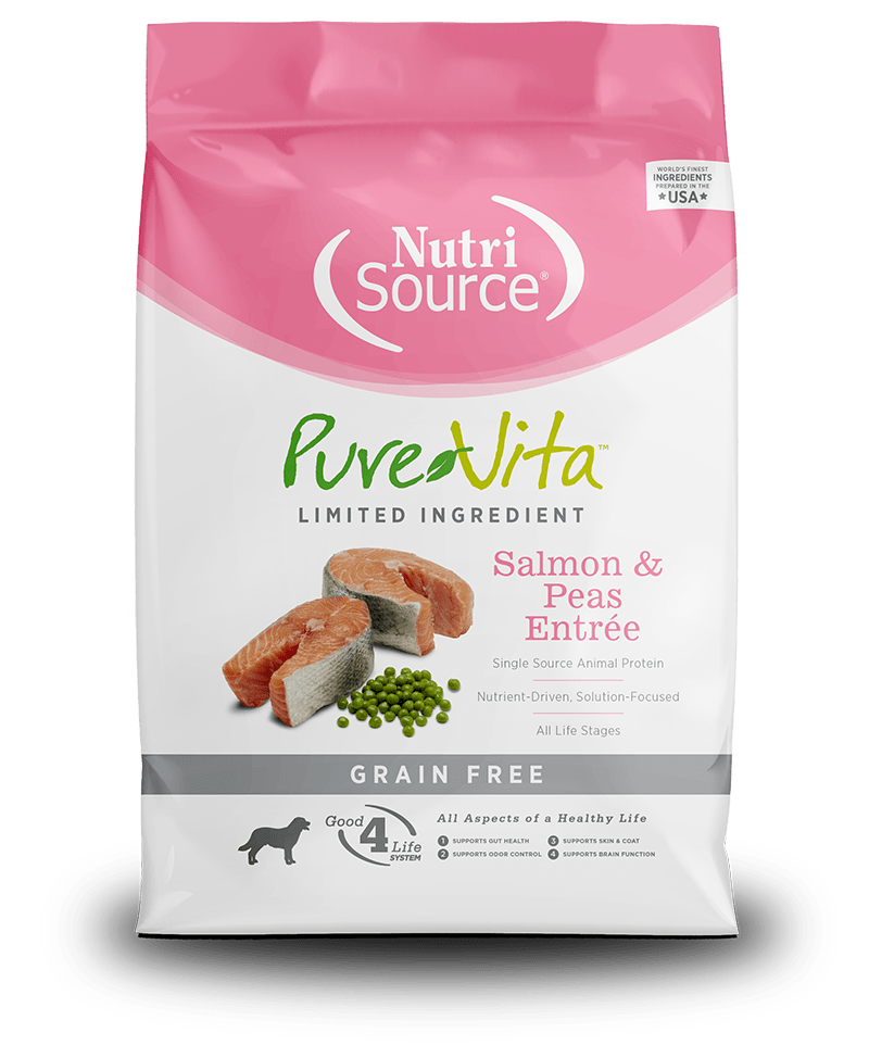 Salmon & Peas Entrée Grain Free Limited Ingredient Dog Food-PureVita  - NutriSource - Dry Dog Food