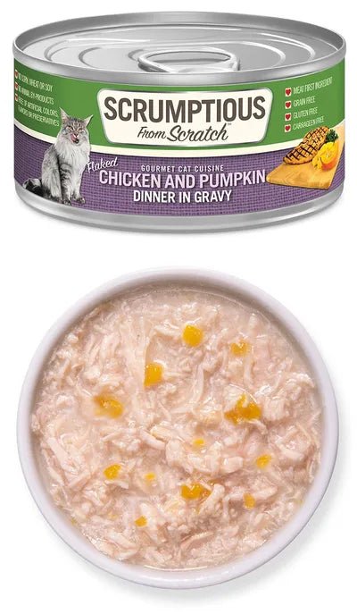 Shredded Chicken - Chicken and Pumpkin - Dinner in Gravy - Wet Cat Food - Scrumptious
