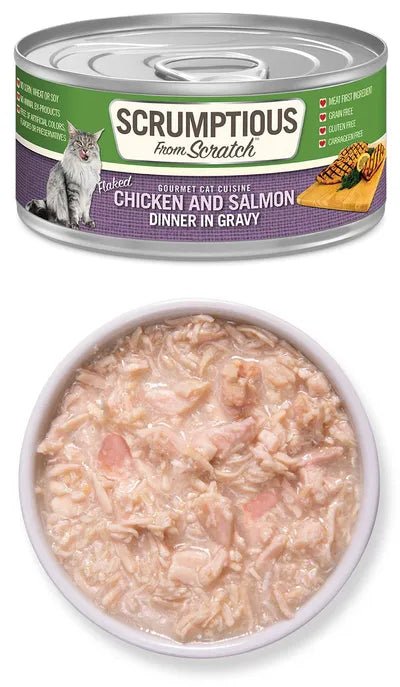 Shredded Chicken - Chicken and Salmon - Dinner in Gravy - Wet Cat Food - Scrumptious - PetToba-Scrumptious