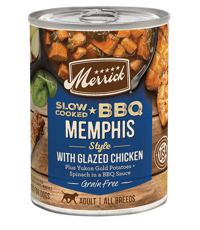 Slow-Cooked BBQ Memphis Style with Glazed Chicken - Wet Dog Food - PetToba-Merrick