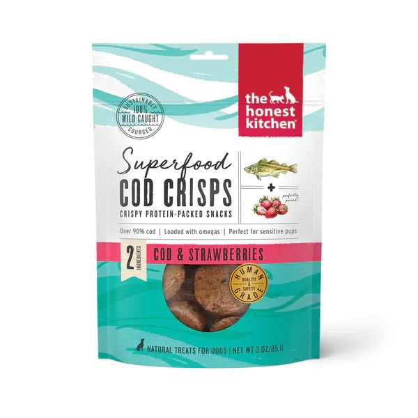 Superfood Cod Crisps: Strawberry - Dehydrated/Air-Dried Dog Treats - The Honest Kitchen