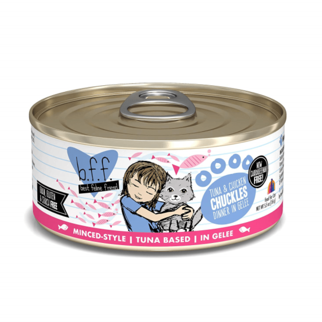 Tuna & Chicken Chuckles (Tuna & Chicken Dinner in Gelée) Canned Cat Food (3.0 oz Can/5.5 oz Can) - B.F.F - PetToba-Best Feline Friend (B.F.F)