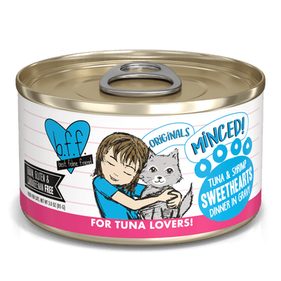 Tuna & Shrimp Sweethearts (Tuna & Shrimp Dinner in Gravy) Canned Cat Food (3.0 oz Can/5.5 oz Can) - B.F.F - PetToba-Best Feline Friend (B.F.F)